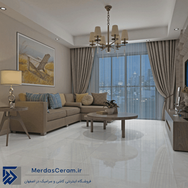 سرامیک کف سفید یک در یک کاشی اسلب 100*100 رگه دار