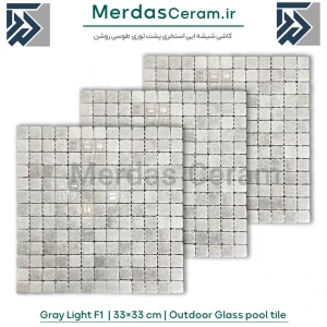Gray Light F 1 - کاشی استخری طوسی روشن زمینه سفید پشت توری