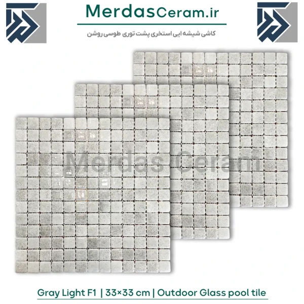 Gray Light F 1 - کاشی استخری طوسی روشن زمینه سفید پشت توری