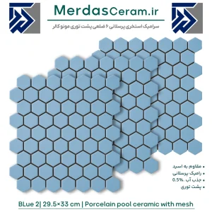 Blue 2- سرامیک 6 گوش استخری مونو کالر آبی آسمانی