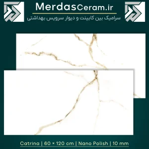سرامیک کاترینا سفید طلایی سایز 60×120 نانو پولیش