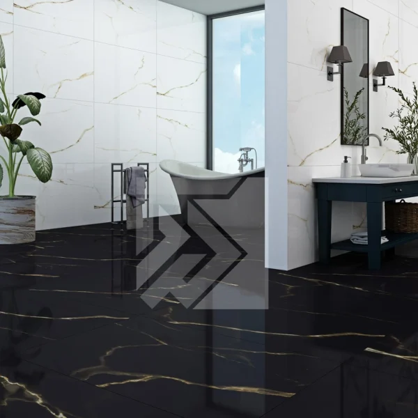 سرامیک کاترینا سفید طلایی سایز 60×120 نانو پولیش